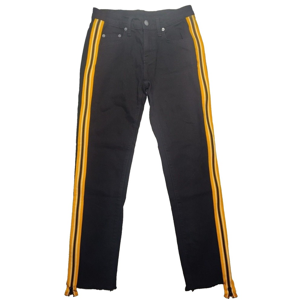 CARMAR Los Angeles Women 25 (26"x27")  SIDE‎ Zip Black Stretch Denim Pants USA